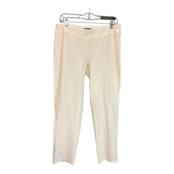 Eileen Fisher White Elastic Waist Slim Ankle Pant Size Medium - Picture 1 of 3